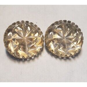 Vintage Antique Coro 1930 Clear Acrylic Button Clip on Earrings